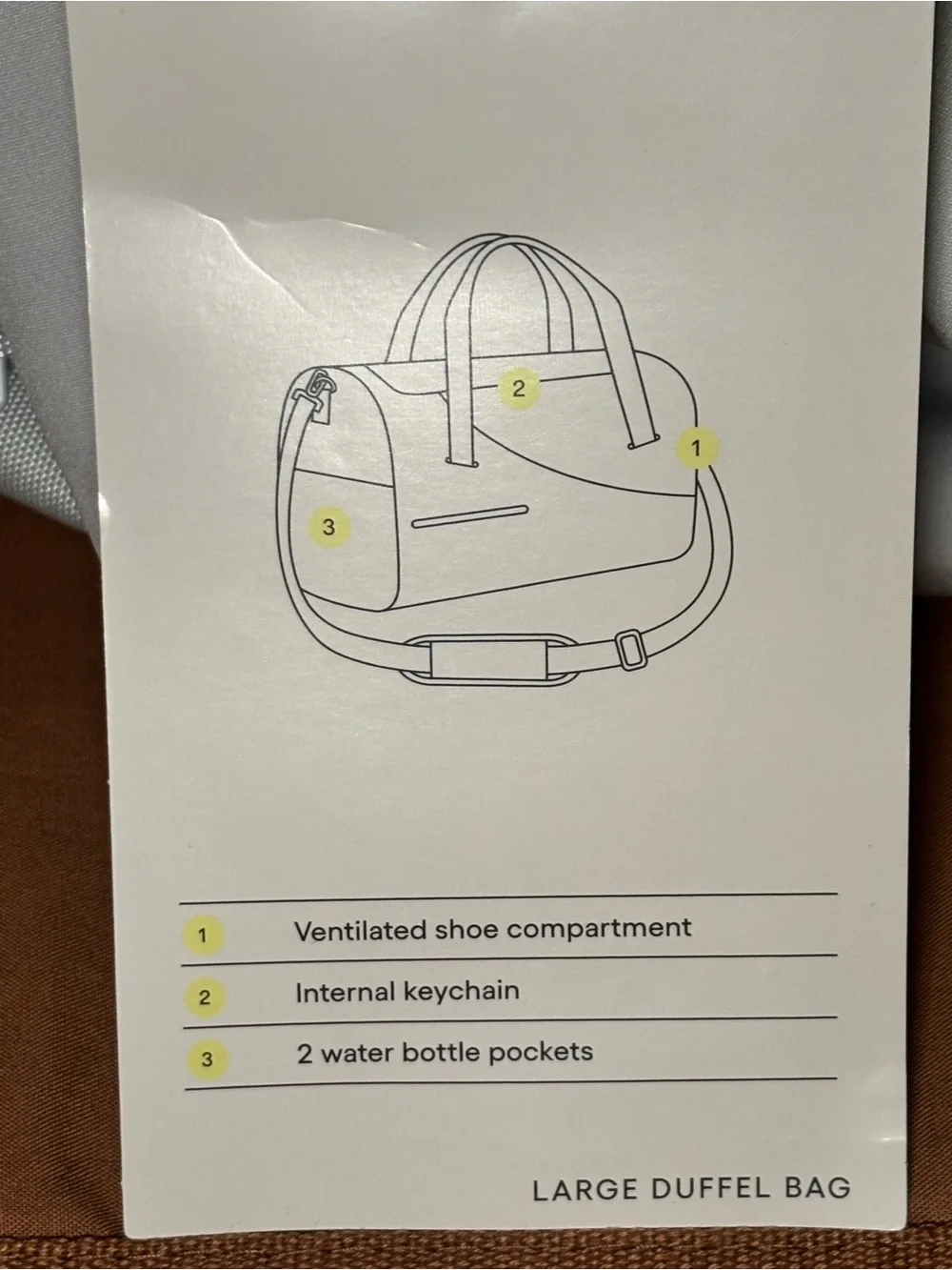 all in motion cream/off white Duffel Bag Tag